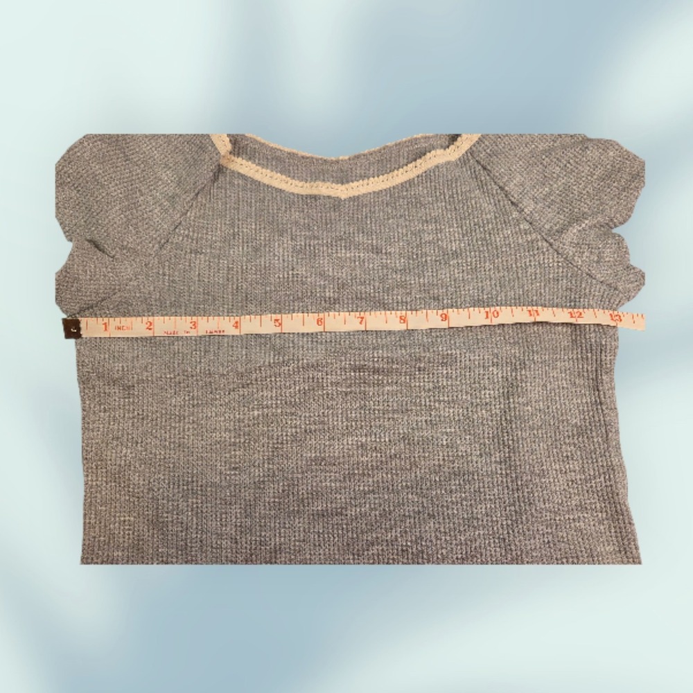 Art Class Kids Sz M (8)‎ Waffle Knit Tee With Lace Accents Cap Sleeves Gray NWT - Picture 4 of 7